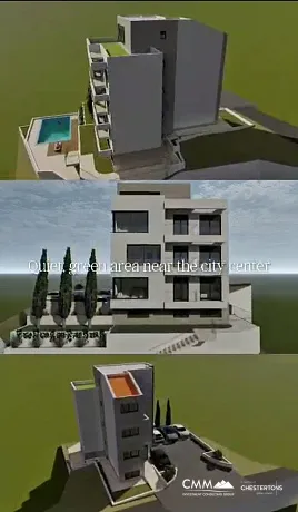Land plot with a residential building with 8 apartments and a swimming pool in Donja Lastva